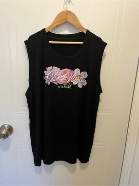Black Floral Graphic Tee - "Be Kind" Script